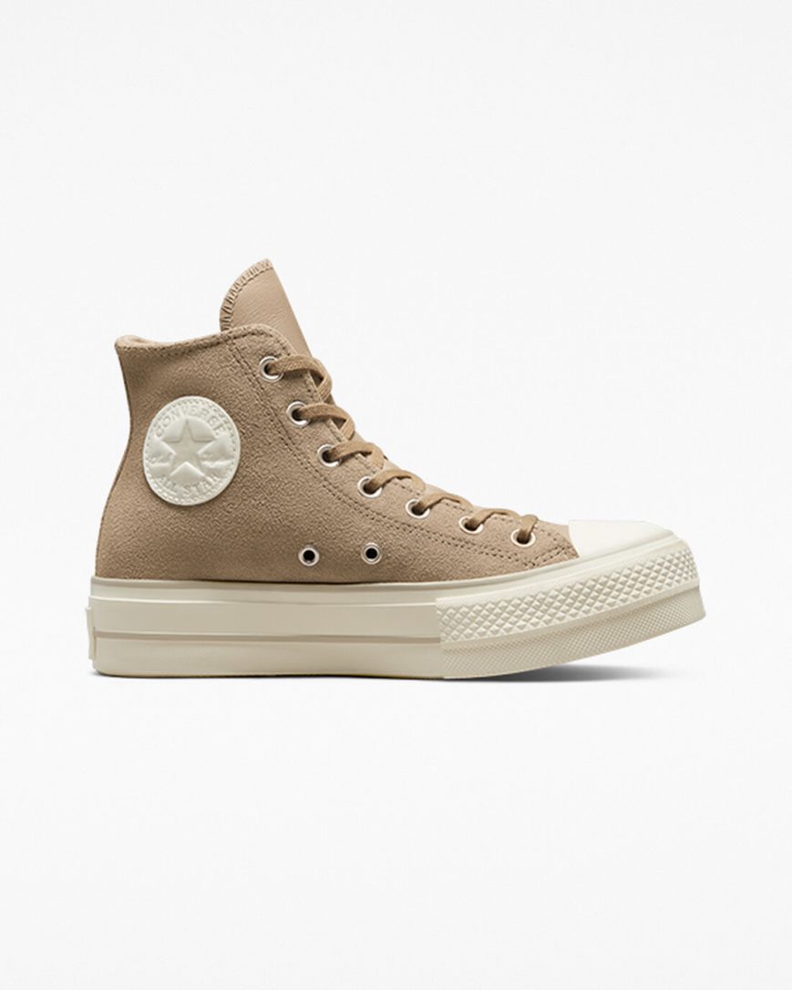 Women\'s Converse Chuck Taylor All Star Lift Suede High Top Platform Shoes Khaki | AU 9C081I